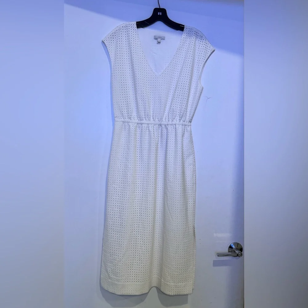 J. Crew Perforated Laser Cut Diamonds Draped Midi Dress  Size 6 Dainty